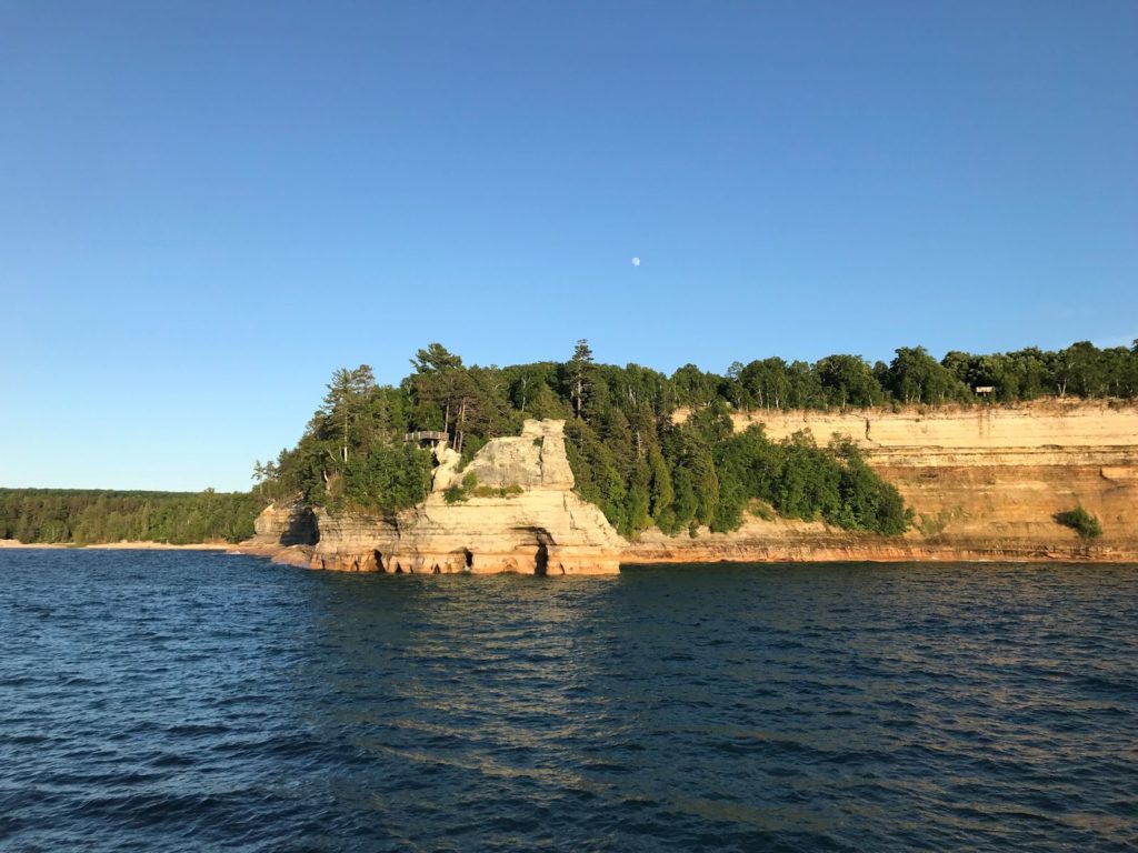 Photo of Pictured Rocks National Lakeshore, late evening, from the water.