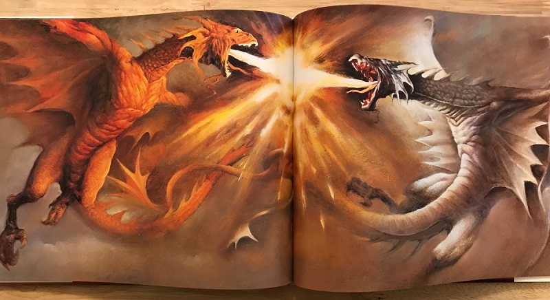 Interior art by Li Ming, from Merlin and the Dragons by Jane Yolen