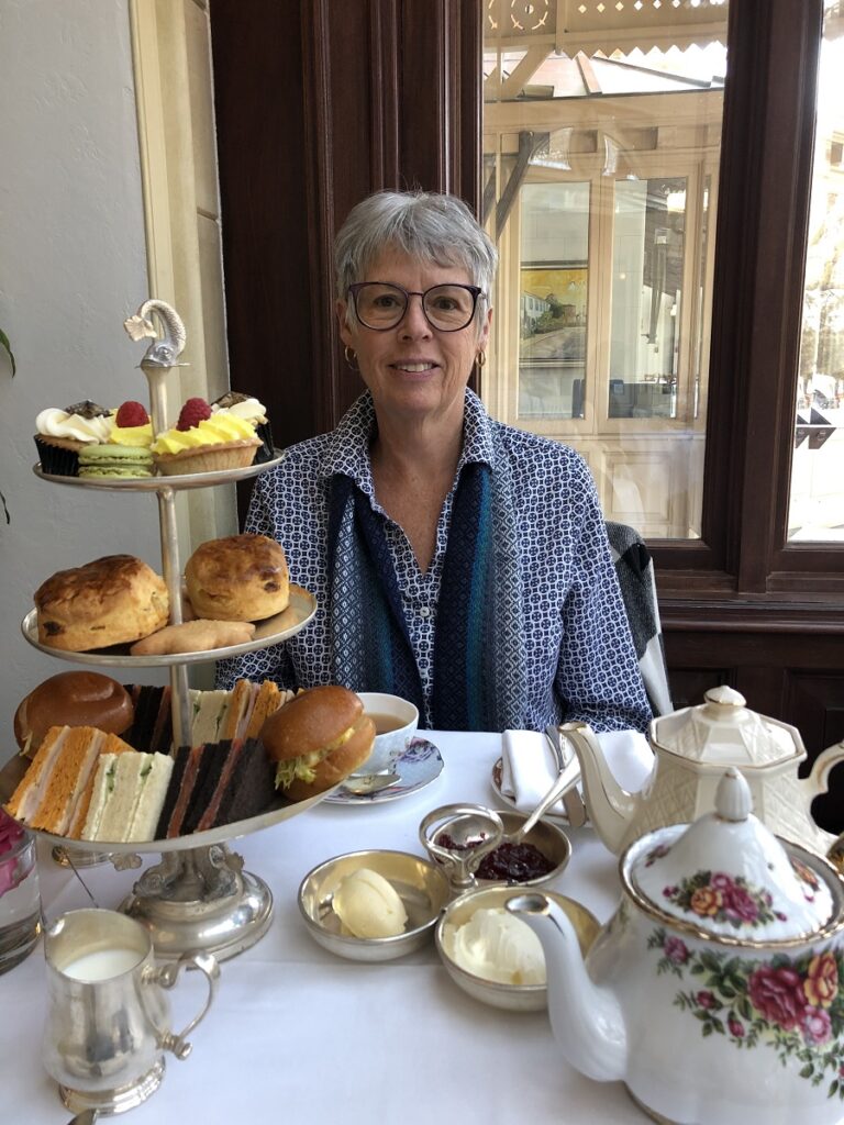 Author Vicki Delany, at afternoon tea