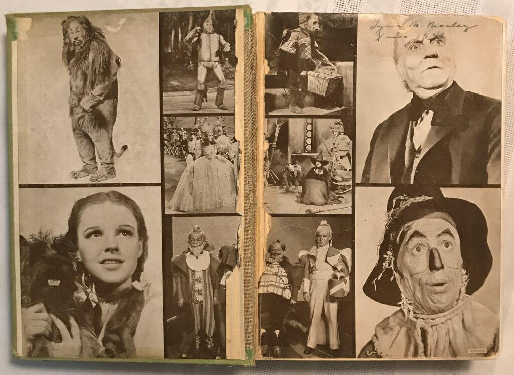 The Wizard of Oz, by L. Frank Baum (1939 edition) - endpapers showing stills from the movie