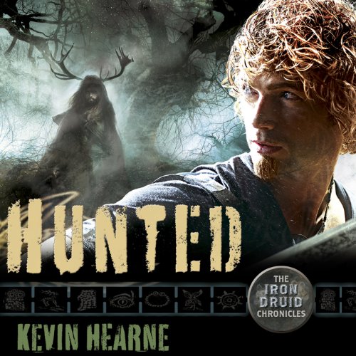 Audiobook cover: Hunted (Iron Druid Chronicles, book 6), by Kevin Hearne, read by Luke Daniels