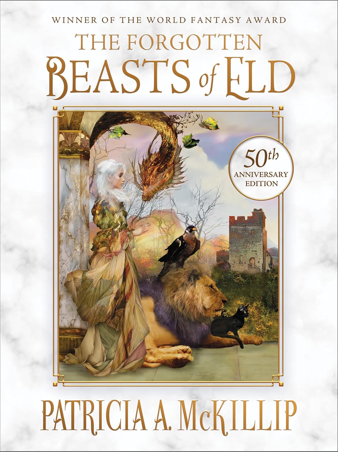 Book cover: The Forgotten Beasts of Eld (50th anniversary hardcover edition), by Patricia A. McKillip